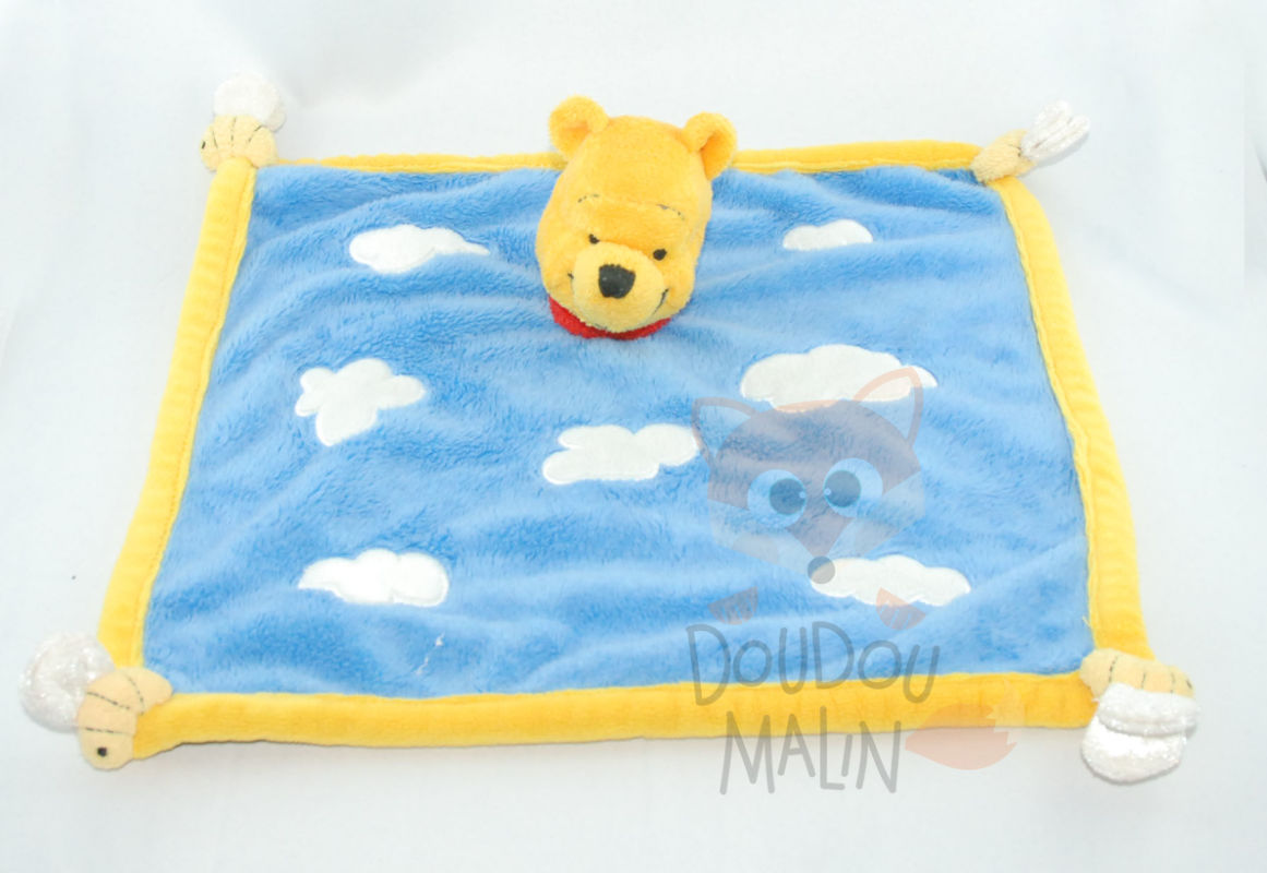  baby comforter winnie pooh blue red yellow cloud bee 